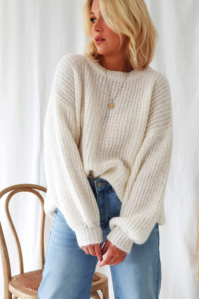 Bypias Selena Alpaca Knit in Off White - Arielle Clothing