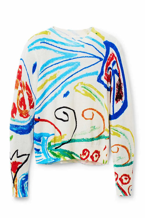 Desigual Henry Illustrated Pullover in Raw - Arielle Clothing