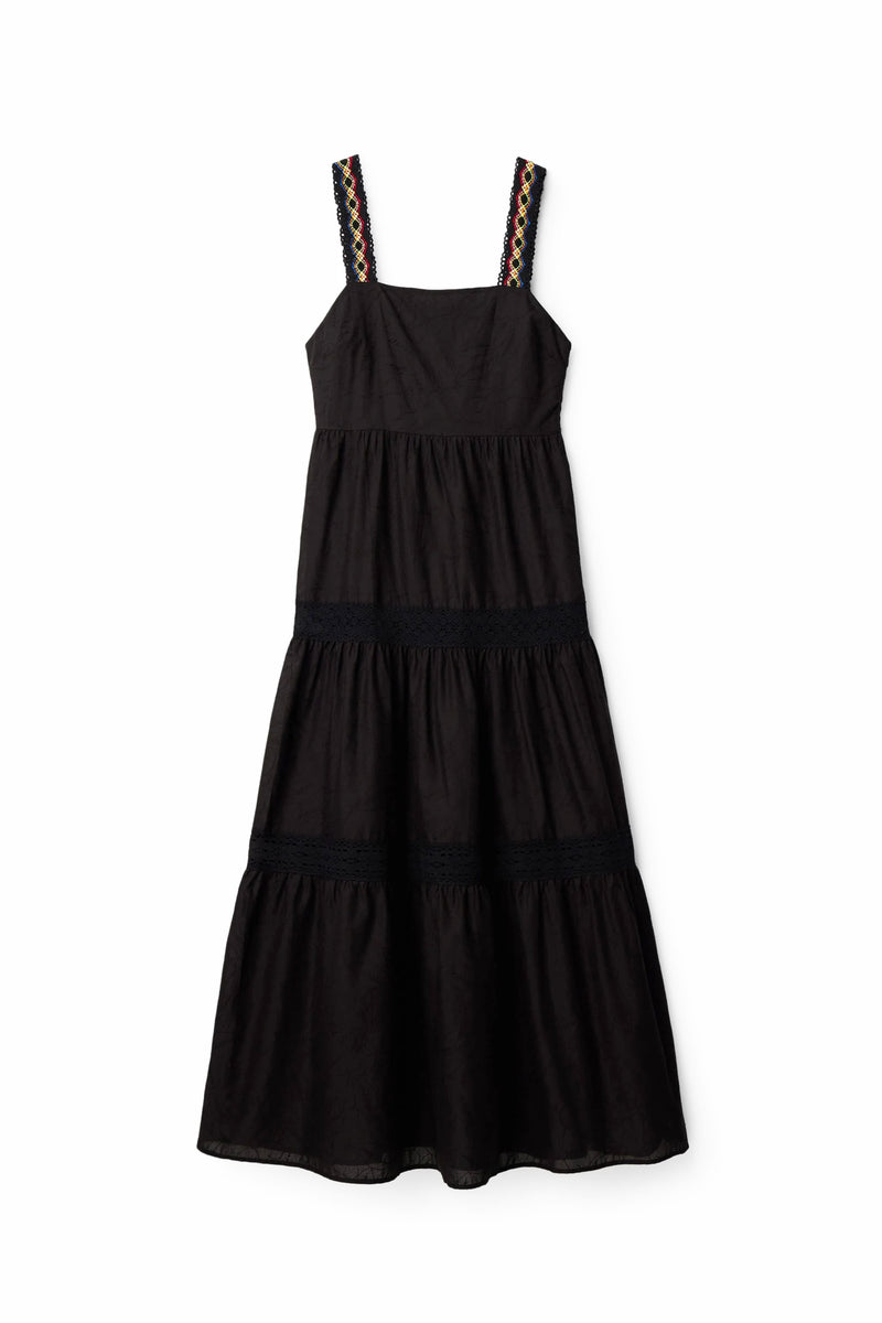 Desigual Karen Tiered Maxi Dress in Black - Arielle Clothing