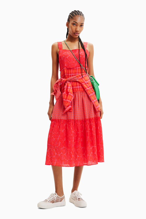 Desigual Ely Tiered Maxi Dress in Orange - Arielle Clothing