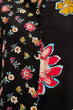 Desigual Half and Half Floral Shirt in Black - Arielle Clothing