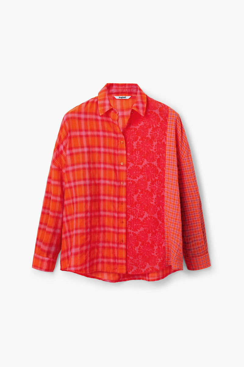 Desigual Ely Patchwork Shirt in Naranja - Arielle Clothing