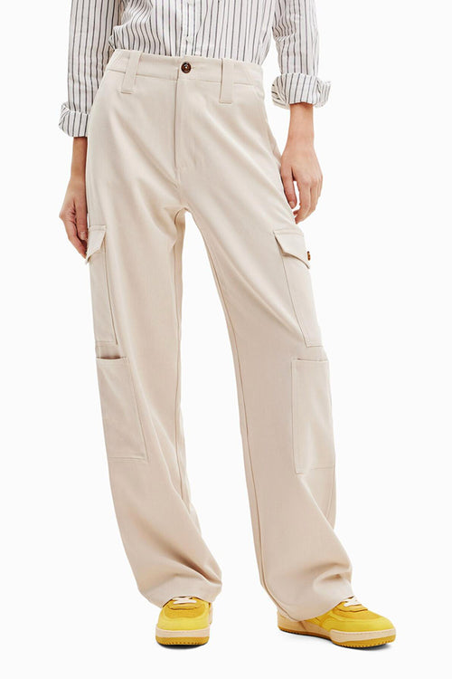 Desigual Wide Leg Cargo Pants in Raw - Arielle Clothing