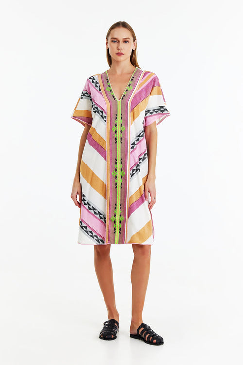 Devotion Twins Augoustina Dress in Pink/Green - Arielle Clothing