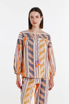 Devotion Twins Nadia Blouse in Orange/Lila - Arielle Clothing