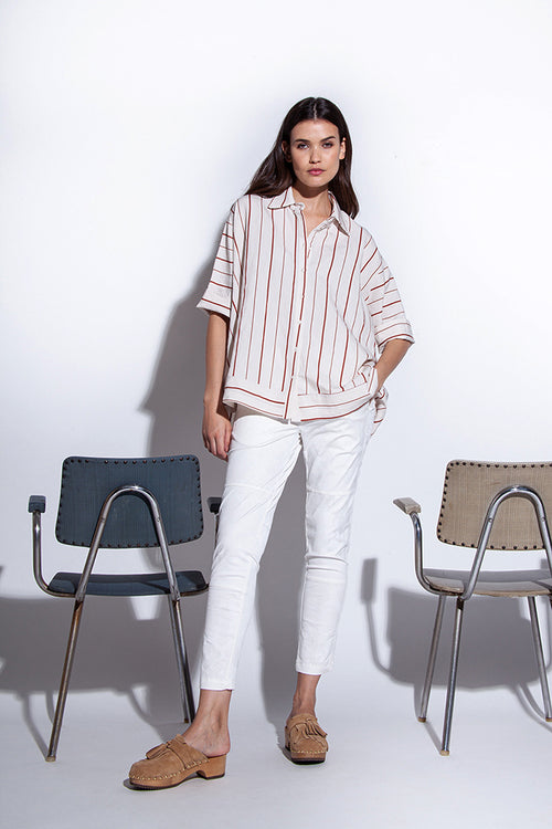 Funky Staff Brook Stripes Shirt in Natural - Arielle Clothing