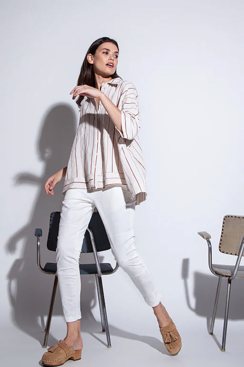 Funky Staff Brook Stripes Shirt in Natural - Arielle Clothing