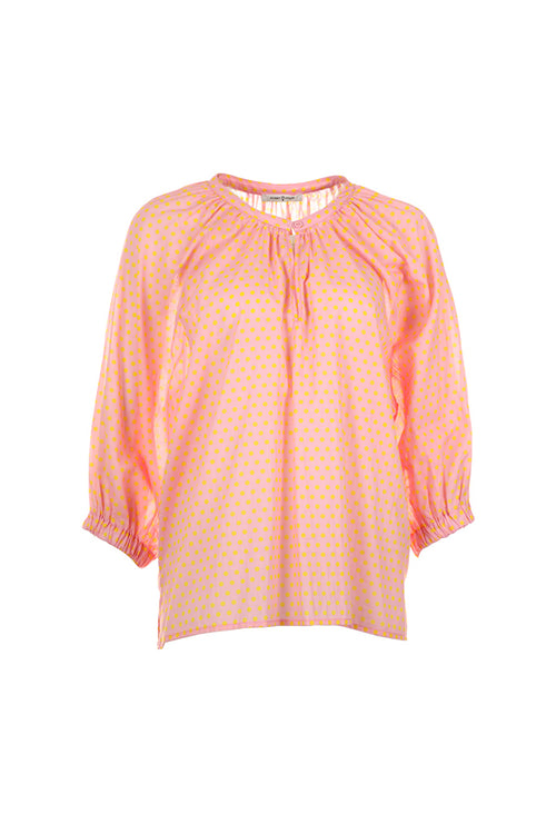 Funky Staff Raquel Dots Blouse in Rose/Yellow - Arielle Clothing