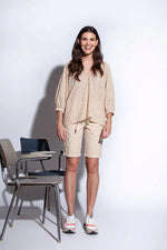 Funky Staff Raquel Dots Blouse in Natural/Nut - Arielle Clothing