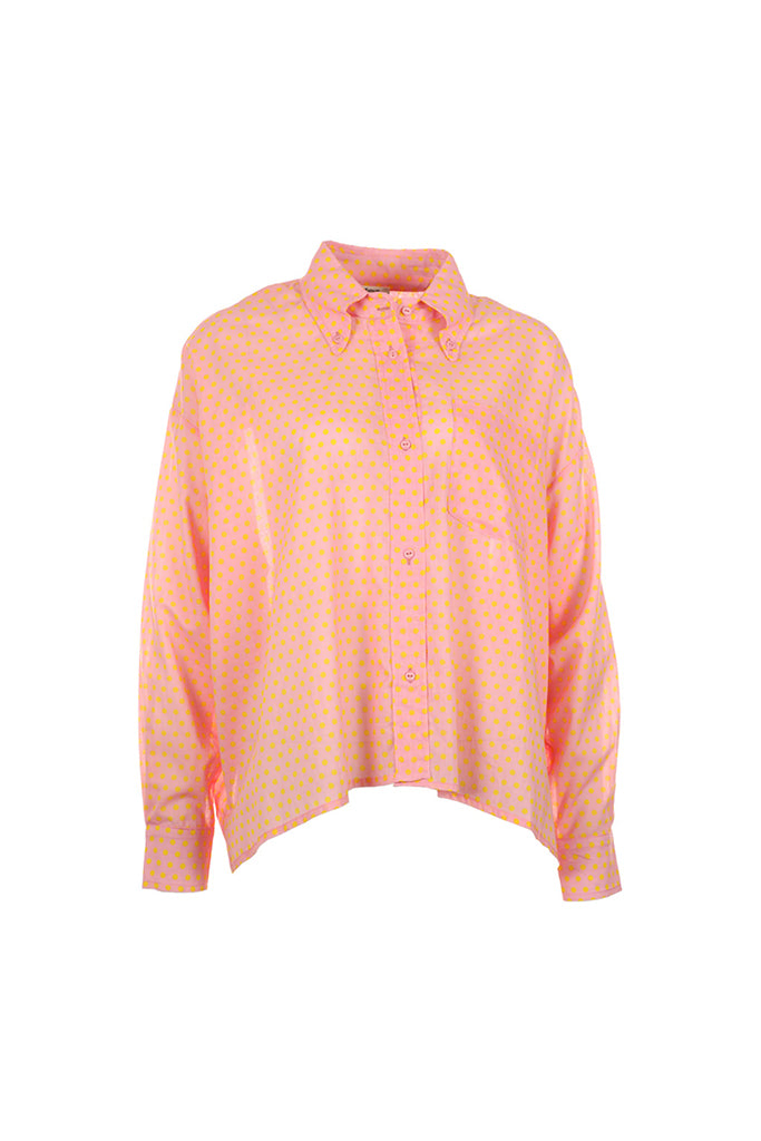 Funky Staff Samba Dots Blouse in Rose/Yellow - Arielle Clothing