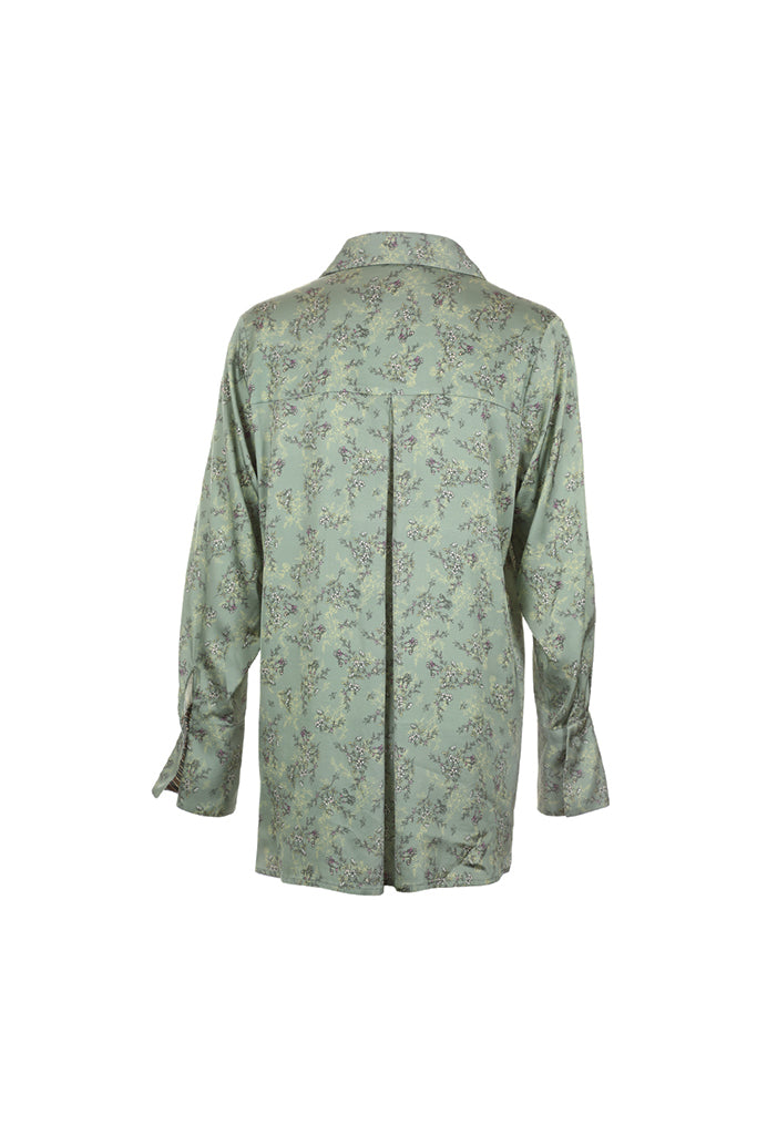 Funky Staff Ziva Soft Flower Blouse in Light Jade - Arielle Clothing