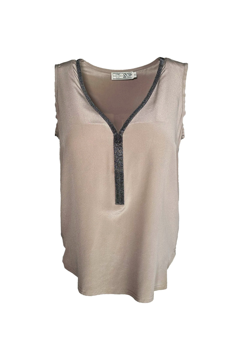Go Silk Off The Chain Tank in Chino - Arielle Clothing