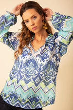 Hale Bob Lilah Voile Top in Navy - Arielle Clothing