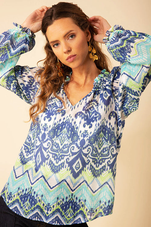 Hale Bob Lilah Voile Top in Navy - Arielle Clothing