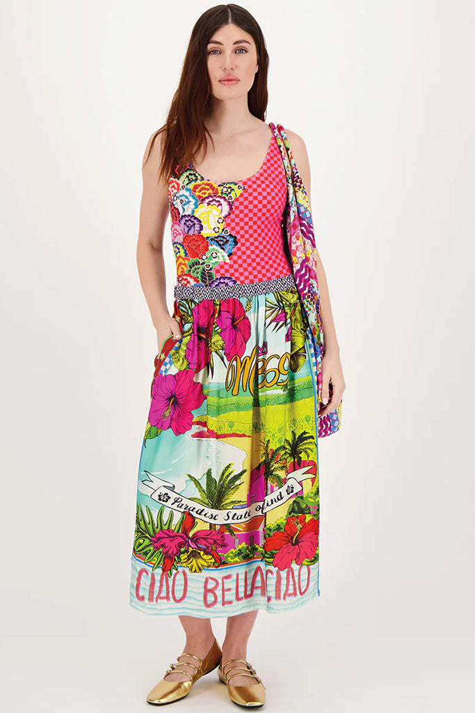 Me369 Vanessa Printed Midi Skirt in Love - Arielle Clothing