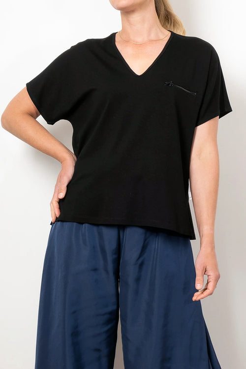 Mela Purdie Cap Sleeve Zip Sweater in Black - Arielle Clothing