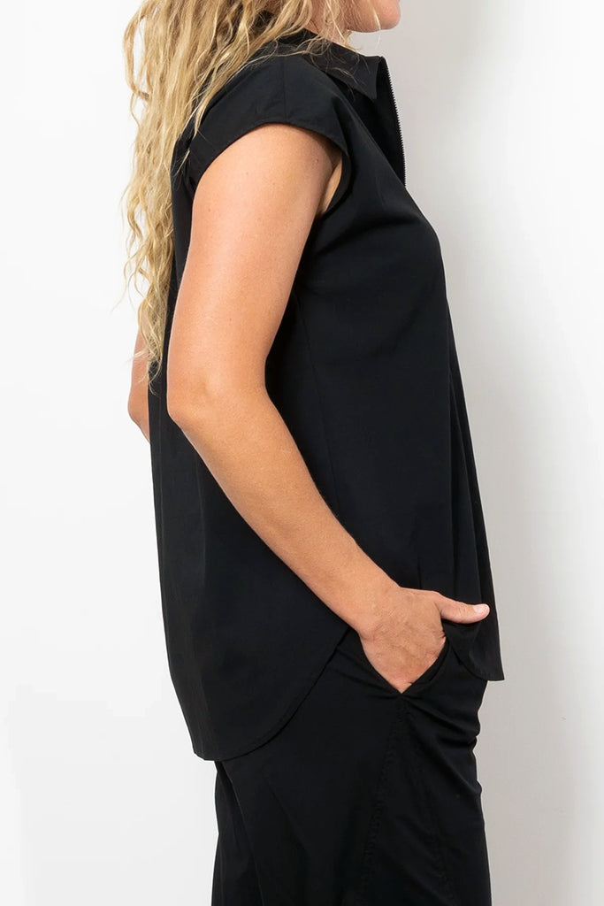 Mela Purdie Zip Splice Shirt in Black - Arielle Clothing