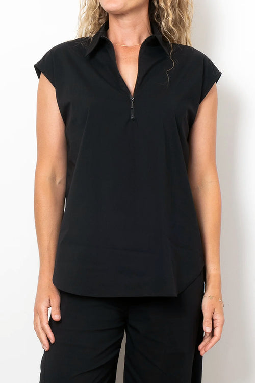 Mela Purdie Zip Splice Shirt in Black - Arielle Clothing