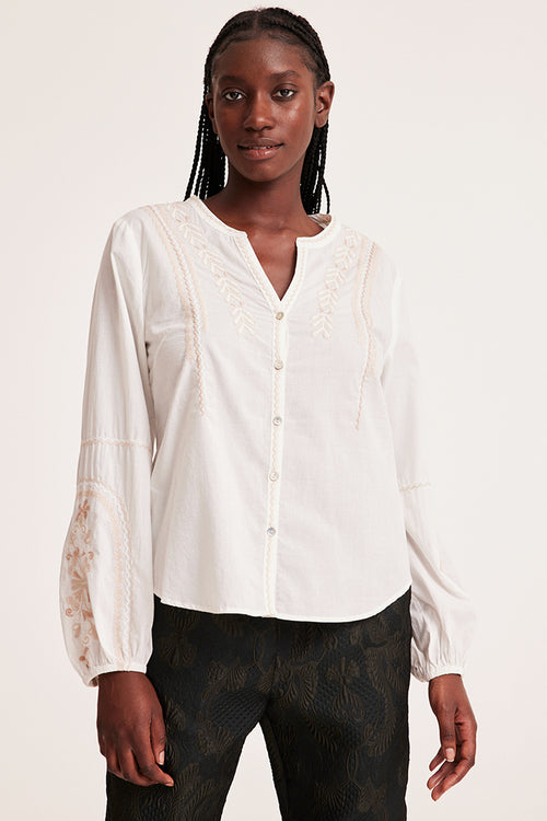 Odd Molly Brandie Blouse in Light Chalk - Arielle Clothing
