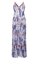 Place du Soleil 413 Tiered Maxi Dress in Blue/White - Arielle Clothing