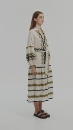 Devotion Twins Moyrteri Maxi Dress in Khaki and Off White - Arielle Clothing