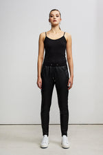RAW by RAW Frankie Leather/Knit Joggers in Jet Black - Arielle Clothing