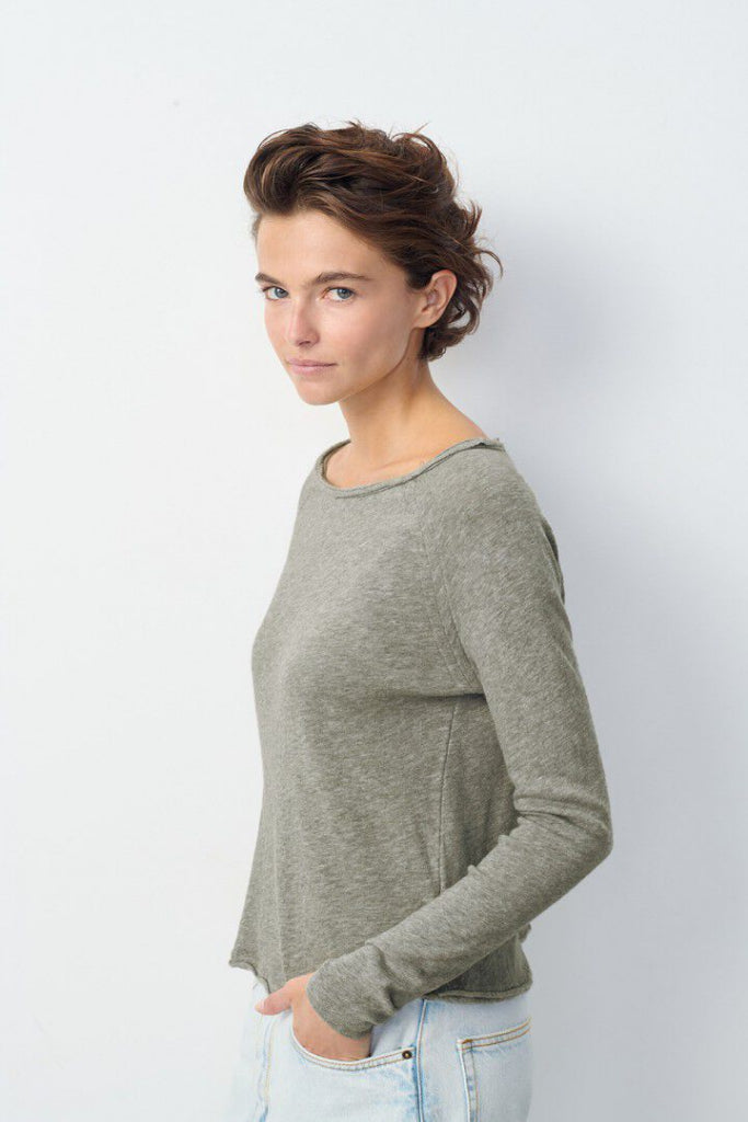 American Vintage Sonoma Long Sleeve Tee in Heather Grey - Arielle Clothing