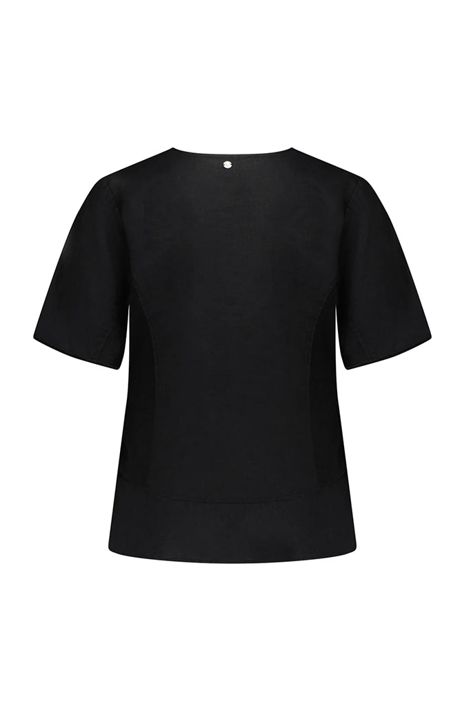 Verge Greer Linen Top in Black - Arielle Clothing