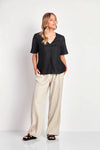 Verge Greer Linen Top in Black - Arielle Clothing