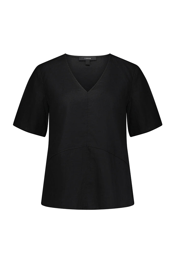 Verge Greer Linen Top in Black - Arielle Clothing