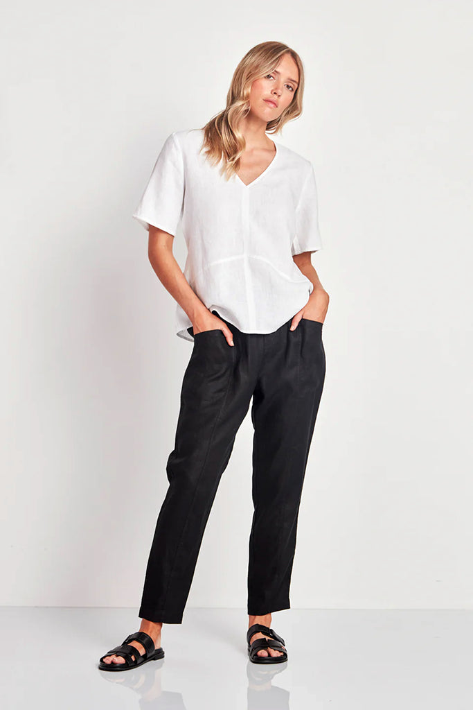 Verge Linen Greer Top in White - Arielle Clothing