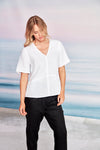 Verge Linen Greer Top in White - Arielle Clothing