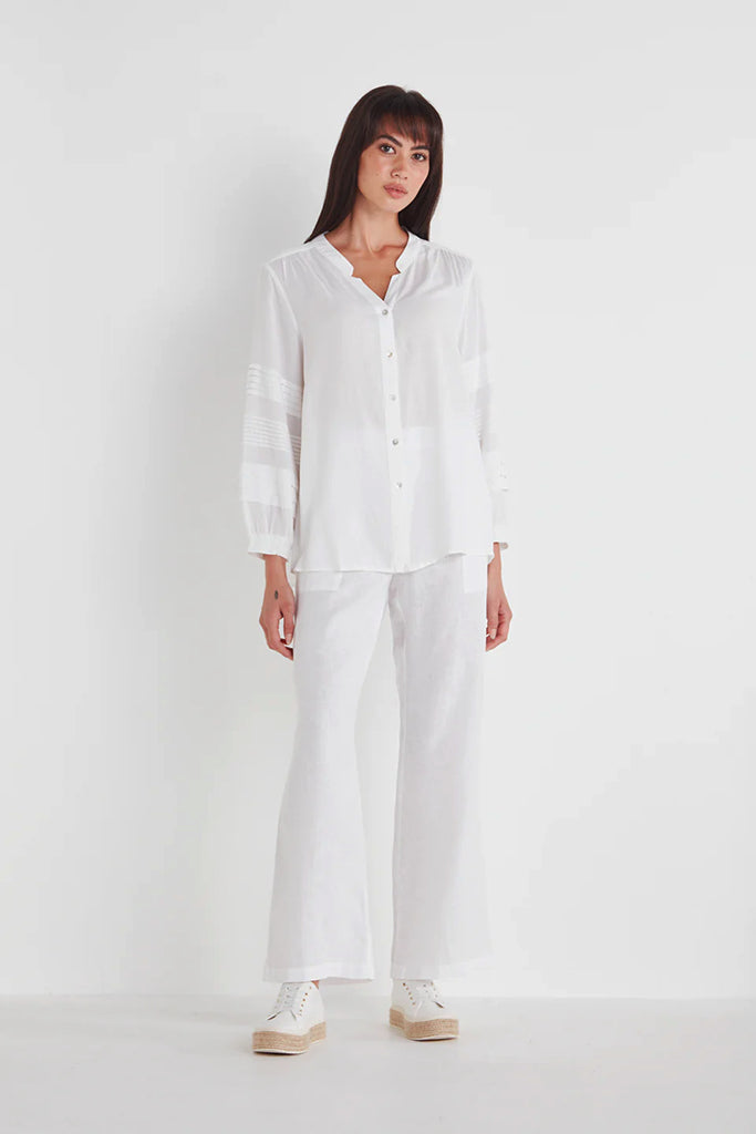 Verge Land Linen Pants in White - Arielle Clothing