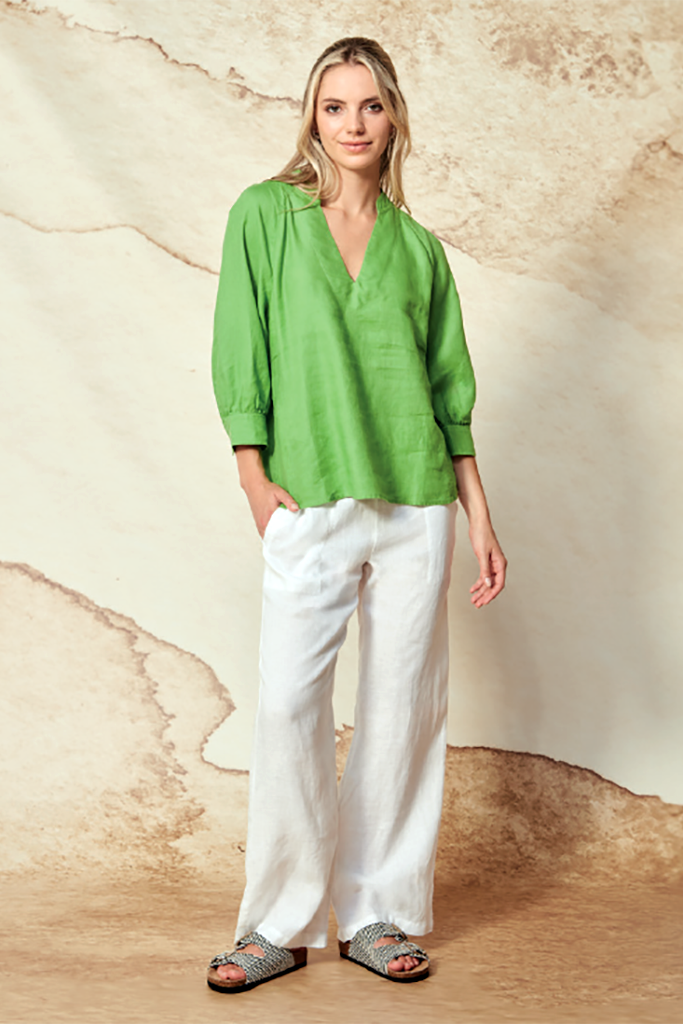 Verge Land Linen Pants in White - Arielle Clothing