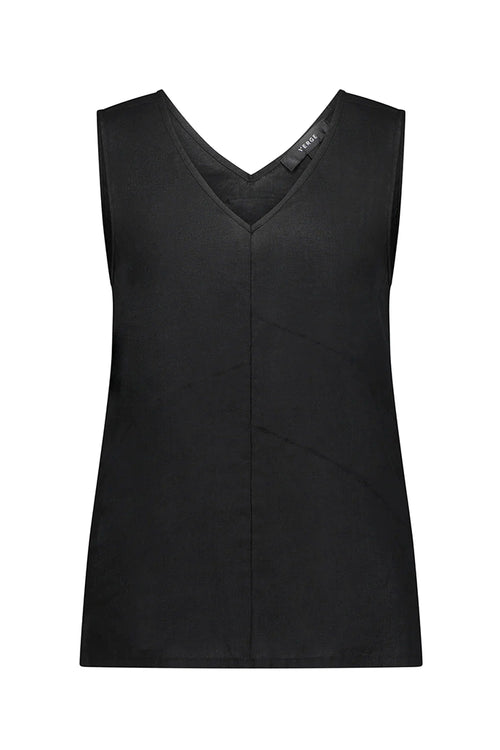 Verge Motivation Linen Tank in Black - Arielle Clothing