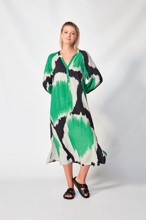 Verge Theme Printed Dress Apple Green - Arielle Clothing