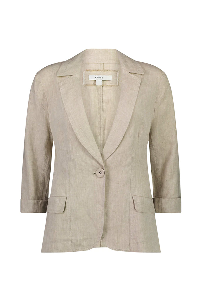 Verge Together Linen Blazer in Sand - Arielle Clothing