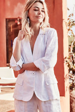 Verge Together Linen Blazer in White - Arielle Clothing