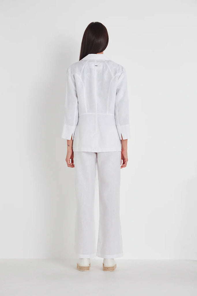 Verge Together Linen Blazer in White - Arielle Clothing