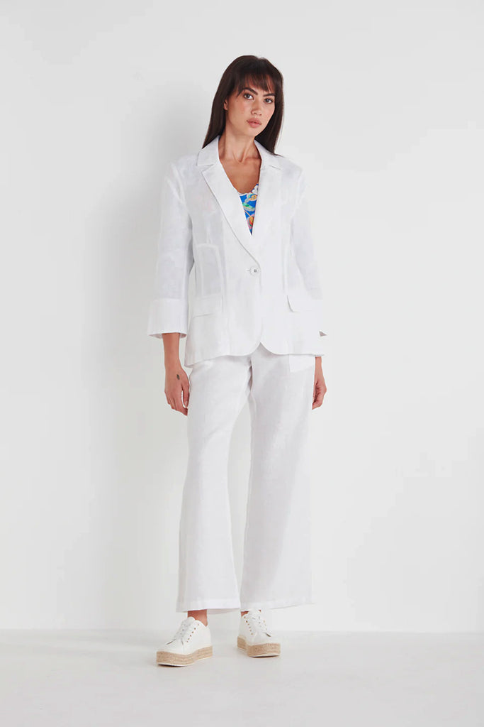 Verge Together Linen Blazer in White - Arielle Clothing