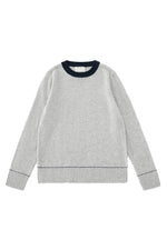 Aleger Cashmere Contrast Collar Crew Neck Sweater in Polar Grey - Arielle Clothing