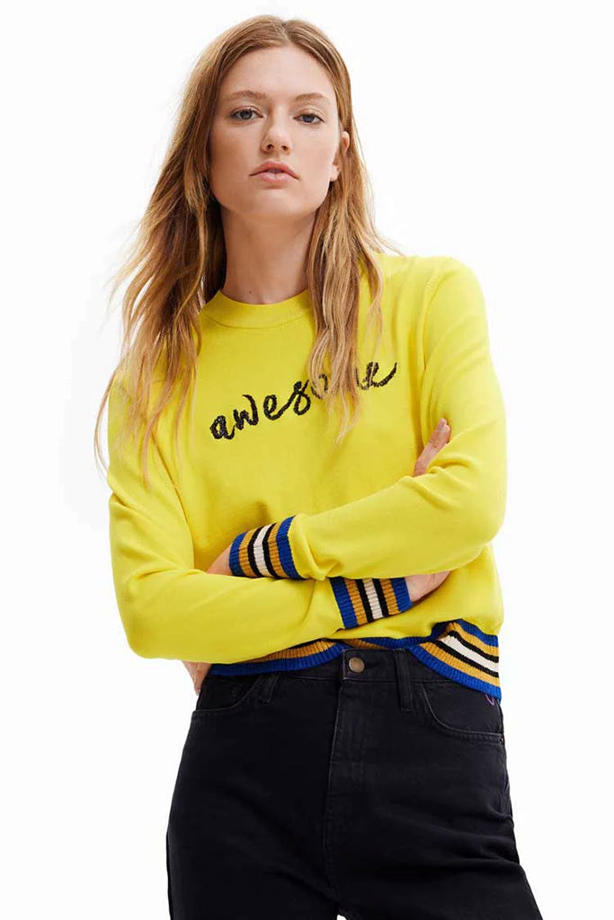 Desigual Mara Awesome Sweater in Chamomile - Arielle Clothing