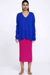 Aleger Cashmere Fine Knit V Neck Sweater in Cobalt - Arielle Clothing