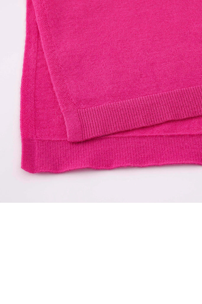 Aleger Cashmere Fine Knit V Neck Sweater in Passion Pink - Arielle Clothing
