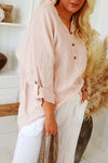 Amor Linen Shirt in Light Pink - Arielle Clothing