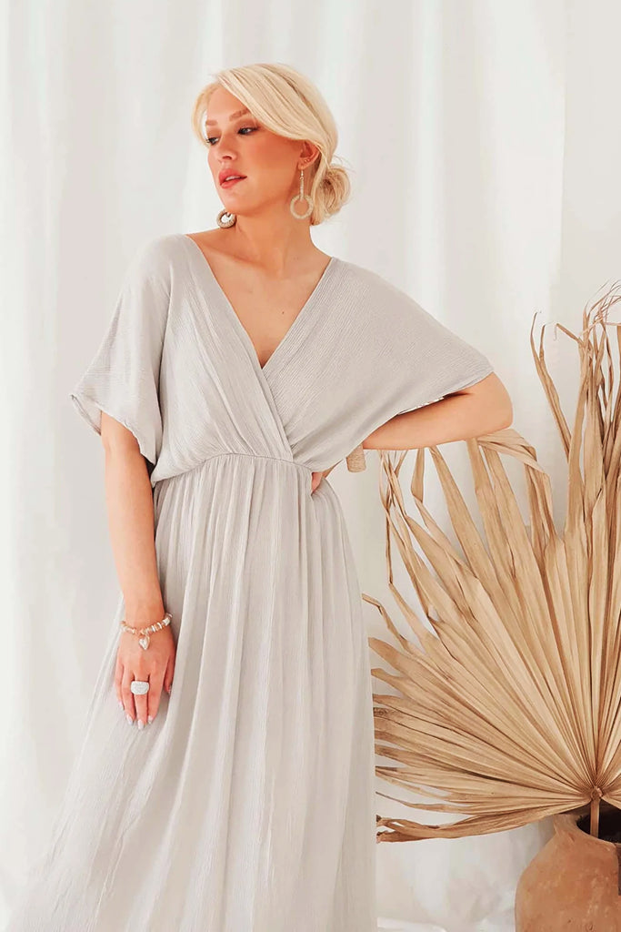Bypias Athena Dress in Light Grey - Arielle Clothing