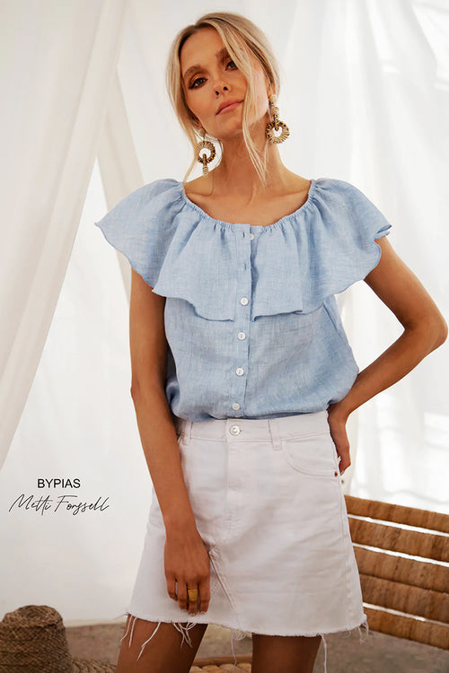 Bypias Ayla Top in Oxford Blue - Arielle Clothing