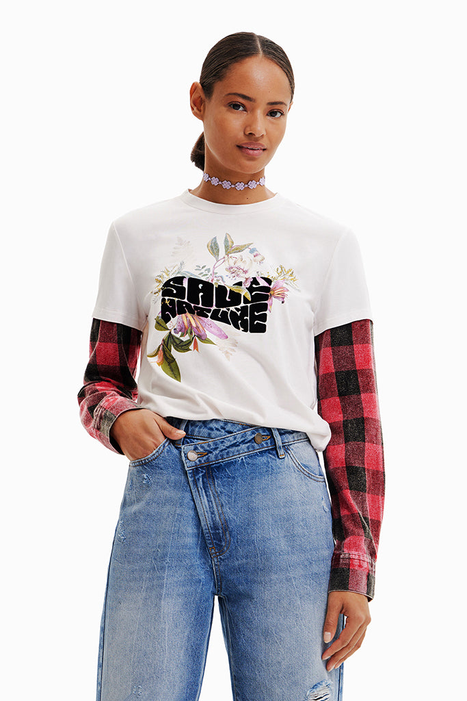 Desigual Clea "Save Nature" Tee Shirt in White - Arielle Clothing