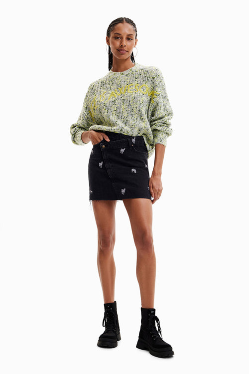 Desigual Hellene Awesome Sweater in Lime Green - Arielle Clothing