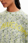 Desigual Hellene Awesome Sweater in Lime Green - Arielle Clothing